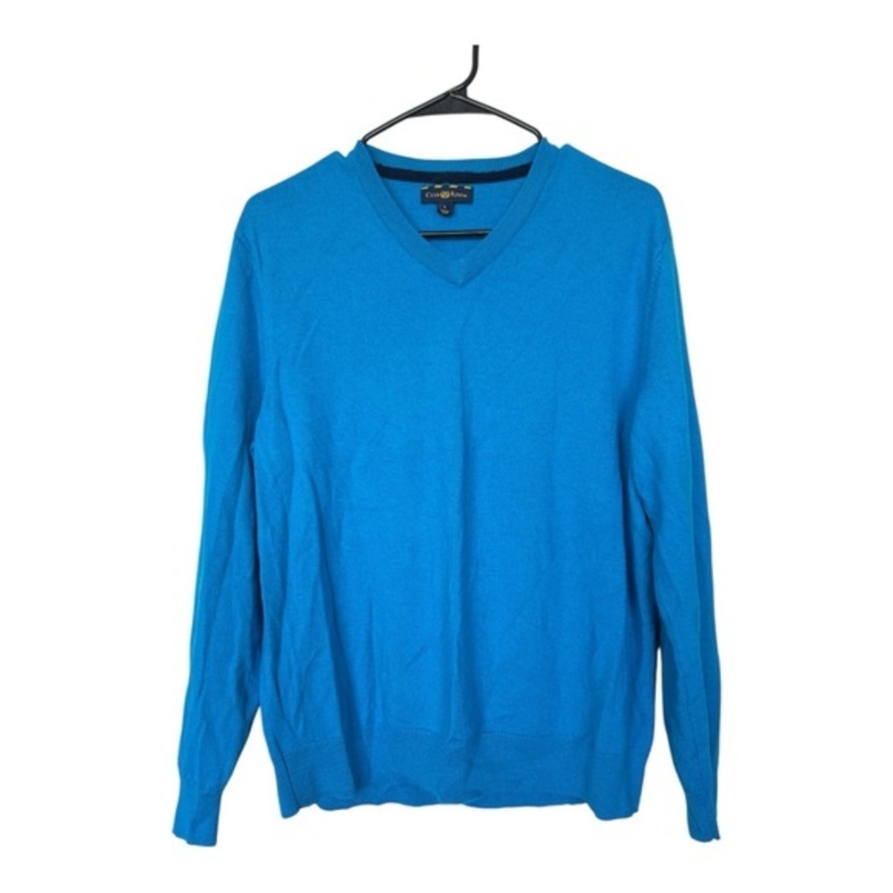 Club Room Men's Bright Blue V-Neck Sweater Size L